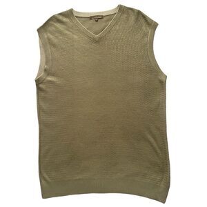 VTG Lanzino Wool Blend Sweater Vest Preppy 2X Beige Brown Fall Winter Transition